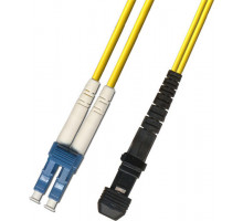 Комм. шнур оптический Hyperline, Duplex LC/MTRJM (UPC), OS2 9/125, LSZH, 3м, Ø 2мм, синий хвостовик, цвет: жёлтый