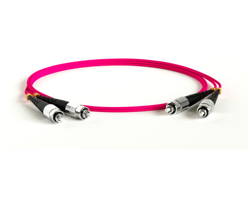 Комм. шнур оптический Hyperline, Duplex FC/FC, OM4 50/125, LSZH, 20м, Ø 2мм, чёрный хвостовик, цвет: маджента