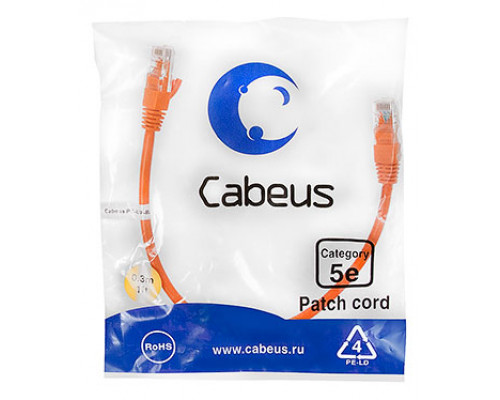 Патч-корд Cabeus PC-UTP-RJ45-Cat.5e-0.3m-OR-LSZH Кат.5е 0.3 м оранжевый