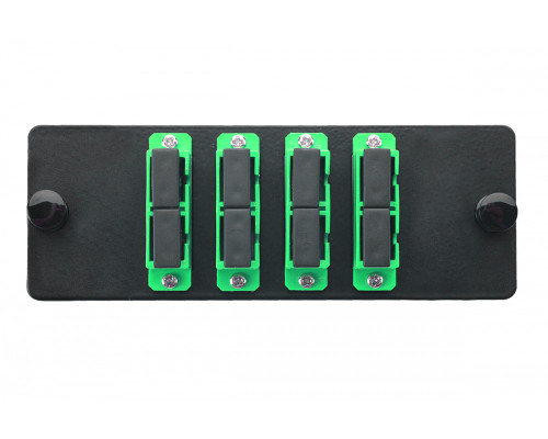 Планка Eurolan Q-SLOT, OS2 9/125, 4 х SC, Duplex, предустановлено 4, для слотовых панелей, цвет адаптеров: зеленый, монтажные шнуры, КДЗС, APC, цвет: