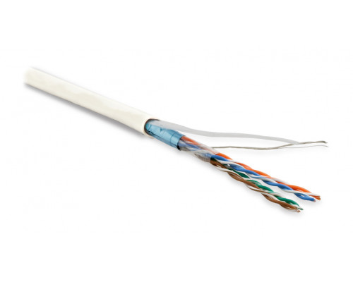 Кабель витая пара Hyperline, LSZH (нг(A)-HF), F/UTP, кат. 5е, проводник Ø 0,48мм, 100м, бухта, тип прокладки: внутри зданий, цвет: белый