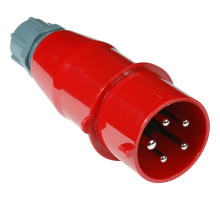 Вилка силовая Lanmaster, вилка IEC 309 16A 2P+E, 32А, для кабеля, вход папа, цвет: красный