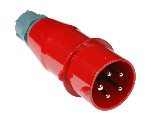 Вилка силовая Lanmaster, вилка IEC 309 16A 2P+E, 32А, для кабеля, вход папа, цвет: красный