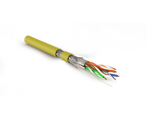 Кабель витая пара Hyperline SFTP4-C8.1-S23-IN-LSZH, LSZH (нг(A)-HF), S/FTP, кат. 8, проводник Ø 0,58мм, 500м, тип прокладки: внутри зданий, цвет: жёлт