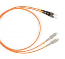 Комм. шнур оптический Hyperline, Duplex ST/SC, OM2 50/125, LSZH, 10м, Ø 2мм, серый хвостовик, цвет: оранжевый