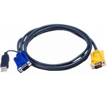 Шнур ввода/вывода Aten, USB (Type A), 1.8 м, встроенный конвертер PS/2-USB, разъём SPHD 3 в 1, (2L-5202UP)
