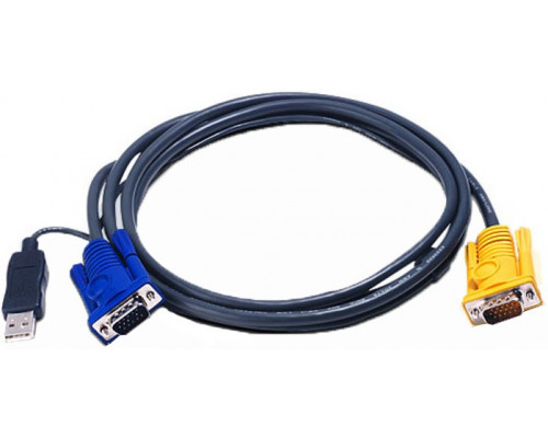 Шнур ввода/вывода Aten, USB (Type A), 1.8 м, встроенный конвертер PS/2-USB, разъём SPHD 3 в 1, (2L-5202UP)
