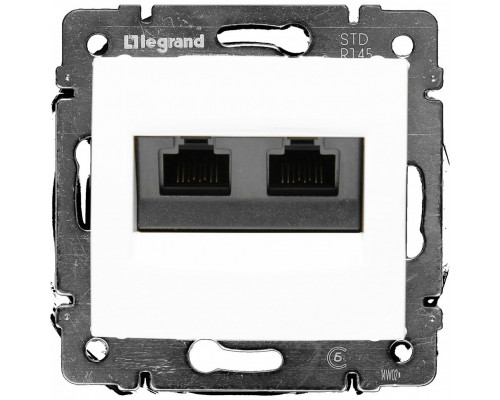 Розетка в сборе Legrand Valena, 2x RJ45, кат. 6, экр., внутренняя, 51х58 мм (ВхШ), цвет: белый, (LEG.774245)