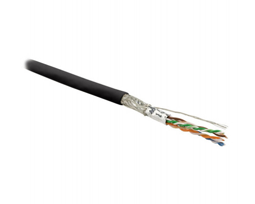 Кабель витая пара Hyperline SFUTP4-C6-P26-IN-LSZH, LSZH (нг(A)-HF), SF/UTP, кат. 6, проводник Ø 0,48мм, 500м, тип прокладки: внутри зданий, цвет: чёрн
