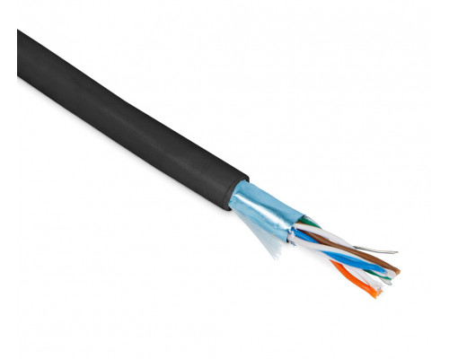 Кабель витая пара Hyperline FUTP4-C5E-P26-IN-PVC, PVC, F/UTP, кат. 5е, проводник Ø 0,48мм, 100м, коробка, тип прокладки: внутри зданий, цвет: чёрный