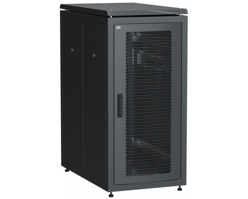 Шкаф серверный напольный ITK LINEA N, IP20, 18U, 980х600х1000 мм (ВхШхГ), дверь: перфорация, боковая панель: сплошная съемная, разборный, цвет: чёрный