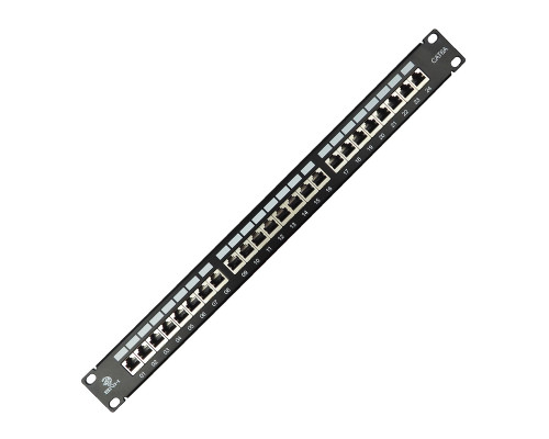 Комм. патч-панель BNH, 19", 1HU, портов: 24 х RJ45, кат. 6A, универсальная, экр., цвет: чёрный, (B102.1-24-6A-UNB)