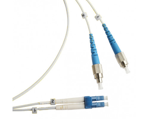 Комм. шнур оптический Hyperline, Duplex FC/LC (UPC), OS2 9/125, LSZH, 5м, Ø 2мм, синий хвостовик, цвет: белый