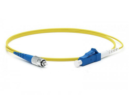 Комм. шнур оптический Hyperline, Simplex FC/LC (UPC), OS2 9/125, LSZH, 1м, Ø 2мм, синий хвостовик, цвет: жёлтый