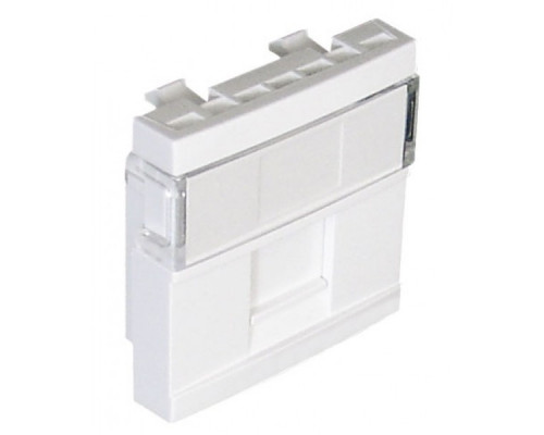 Лиц. панель розеточная Efapel QUADRO 45, 1х RJ45, 45х45 мм (ВхШ), плоская, шторки, цвет: белый (45976 SBR)