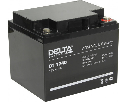 Аккумулятор для ИБП Delta Battery DT, 170х166х198 мм (ВхШхГ),  Необслуживаемый свинцово-кислотный,  12V/40 Ач, цвет: чёрный, (DT 1240)
