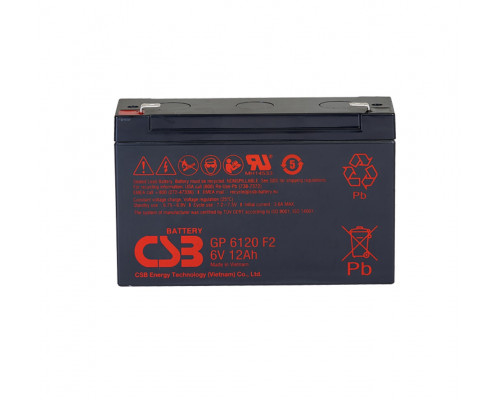 Аккумулятор для ИБП CSB Battery GP, 94,3х50х151 мм (ВхШхГ),  необслуживаемый свинцово-кислотный,  6V/3,6 Ач, (GP 6120)