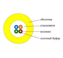 Кабель ВО Datarex Tight Buffer,  4хОВ, OS2 9/125, LSZH (нг(A)-HF), Ø 6,5мм, барабан, универсальный, небронированный, цвет: жёлтый