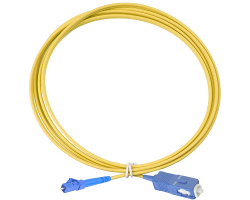 Комм. шнур оптический Eurolan Tight Buffer, Simplex SC/LC, OS2 9/125, LSZH (нг(A)-HF), 3м, синий хвостовик, цвет: жёлтый
