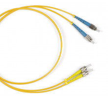 Комм. шнур оптический Hyperline, Duplex ST/FC (UPC), OS2 9/125, LSZH, 2м, Ø 2мм, синий хвостовик, цвет: жёлтый