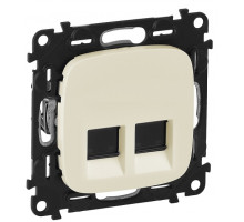 Лиц. панель розеточная Legrand Valena Allure, 2х RJ45, 58х51 мм (ВхШ), плоская, для розетки RJ45, цвет: слоновая кость (LEG.755426)