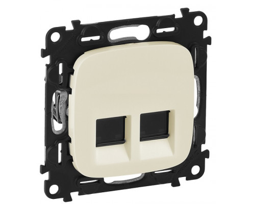 Лиц. панель розеточная Legrand Valena Allure, 2х RJ45, 58х51 мм (ВхШ), плоская, для розетки RJ45, цвет: слоновая кость (LEG.755426)