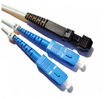 Комм. шнур оптический Hyperline, Duplex SC/MTRJM (UPC), OS2 9/125, LSZH, 5м, Ø 2мм, синий хвостовик, цвет: белый