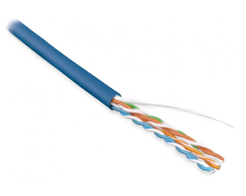 Кабель витая пара Hyperline UUTP4-C5E-S24-IN-PVC, PVC, U/UTP, кат. 5е, проводник Ø 0,51мм, 100м, тип прокладки: внутри зданий, цвет: синий
