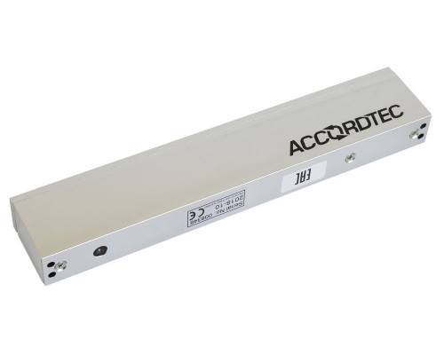 Электромагнитный замок AccordTec, накладной, с планкой, усилие удержания: 280 кг, ML-295A, с индикацией, цвет: серебро, (AT-02369)