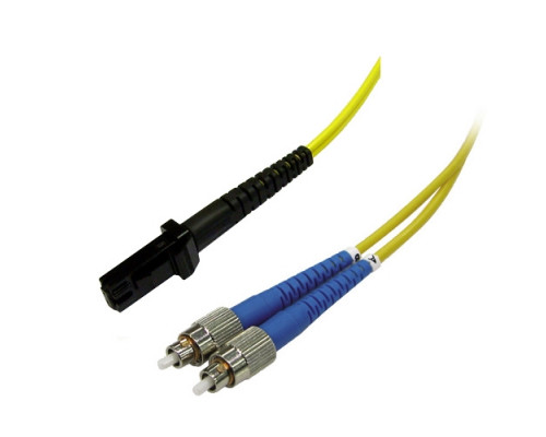 Комм. шнур оптический Hyperline, Duplex FC/MTRJM (UPC), OS2 9/125, LSZH, 10м, Ø 2мм, синий хвостовик, цвет: жёлтый