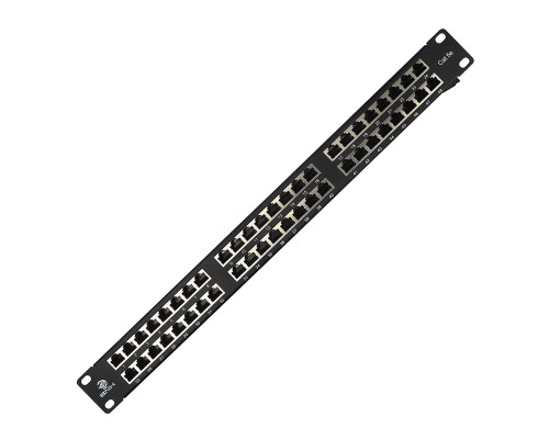 Комм. патч-панель BNH, 19", 1HU, портов: 48 х RJ45, кат. 5е, универсальная, экр., цвет: чёрный, (B102.1-48-5E-UNB)