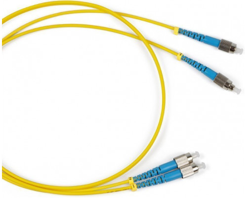 Комм. шнур оптический Lanmaster, Duplex LC/FC (UPC/UPC), OS2 9/125, LSZH, 20м, синий хвостовик, цвет: жёлтый