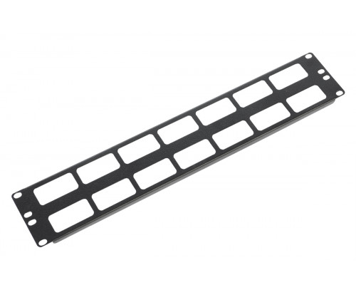 Горизонтальный кабельный органайзер 19" 2U с окнами для кабеля, цвет черный