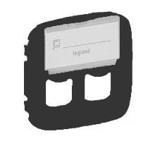 Лиц. панель розеточная Legrand Valena Allure, 2х RJ45, 58х51 мм (ВхШ), плоская, с держателем маркировки для розетки RJ45, цвет: чёрный (LEG.755488)