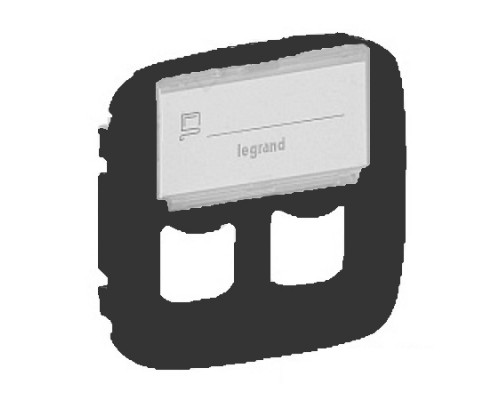 Лиц. панель розеточная Legrand Valena Allure, 2х RJ45, 58х51 мм (ВхШ), плоская, с держателем маркировки для розетки RJ45, цвет: чёрный (LEG.755488)