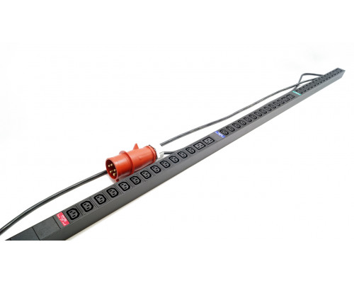 Блок силовых розеток Hyperline SHE, IEC 320 C13 х 36, IEC 60320 С19 х 6, вход IEC 309 16A 3P+N+E, шнур 3 м, 1 778мм, трехфазный 16А, чёрный