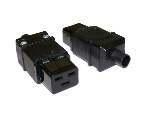 Вилка Lanmaster, вилка IEC 320 C19, 16А, разборная, цвет: чёрный