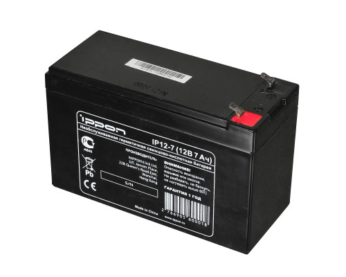 Аккумулятор для ИБП IPPON, 94,5х151х64,5 мм (ВхШхГ),  Необслуживаемый свинцово-кислотный,  12V/7 Ач, цвет: чёрный, (669056)
