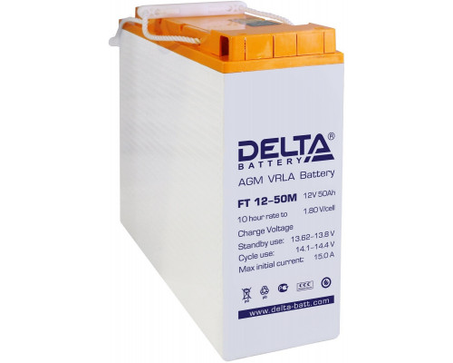 Аккумулятор для ИБП Delta Battery FT-M, 243х106х277 мм (ВхШхГ),  Необслуживаемый свинцово-кислотный,  12V/50 Ач, цвет: белый, (FT 12-50 M)