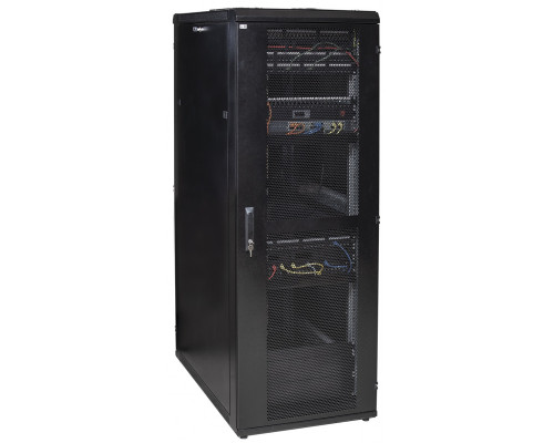 Шкаф серверный напольный ITK LINEA S, IP30, 24U, 1210х600х1000 мм (ВхШхГ), дверь: перфорация, боковая панель: сплошная съемная, разборный, цвет: чёрны