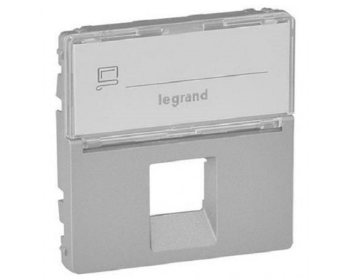 Лиц. панель розеточная Legrand Valena Life, 1х RJ45, 58х51 мм (ВхШ), плоская, с держателем маркировки для розетки RJ45, цвет: алюминий (LEG.755472)