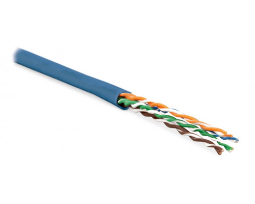 Кабель витая пара Hyperline, LSZH (нг(A)-HF), U/UTP, кат. 6, проводник Ø 0,61мм, 100м, бухта, тип прокладки: внутри зданий, цвет: синий