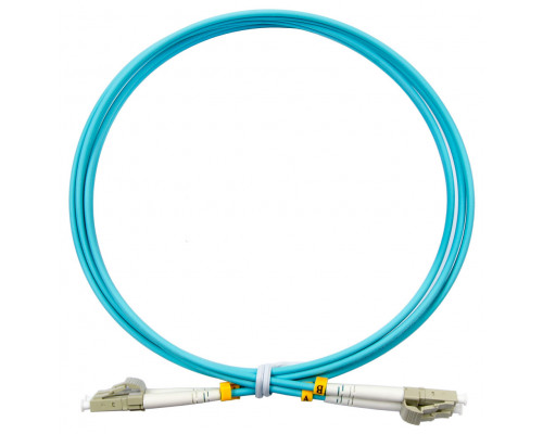 Комм. шнур оптический Hyperline, Duplex LC/LC, OM3 50/125, LSZH, 5м, Ø 2мм, голубой хвостовик, цвет: голубой