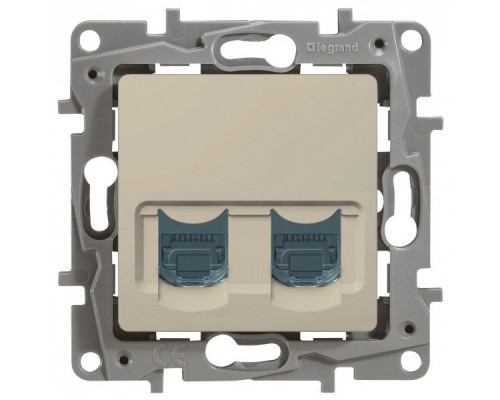 Розетка информационная Legrand Etika, 2x RJ45, кат. 6, неэкр., внутренняя, цвет: слоновая кость, (LEG.672354)