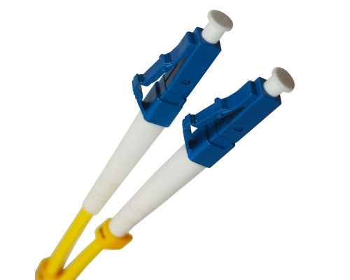 Комм. шнур оптический BNH Tight Buffer, Duplex LC/LC (UPC/UPC), OS2 9/125, LSZH, 2м, Ø 3мм, синий хвостовик, цвет: жёлтый