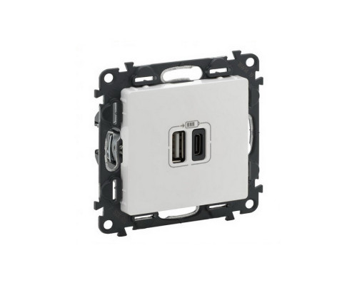 Розетка информационная Legrand Valena Life/Allure, 2x USB, цвет: белый, (LEG.753106)