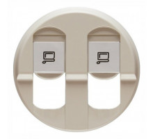 Лиц. панель розеточная Legrand Celiane, RJ45 х 2, 145х95 мм (ВхШ), круглая, FTP cat. 6, цвет: слоновая кость (LEG.066236)