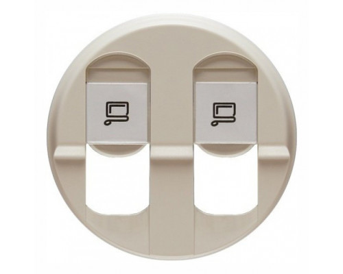 Лиц. панель розеточная Legrand Celiane, RJ45 х 2, 145х95 мм (ВхШ), круглая, FTP cat. 6, цвет: слоновая кость (LEG.066236)