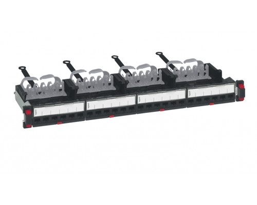 Комм. патч-панель Legrand LCS3, 19", 1HU, портов: 24 х RJ45, кат. 5е, экр., цвет: чёрный, (033751)