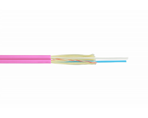 Кабель ВО Eurolan Zip-cord,  2хОВ, OM4 50/125, LSZH (нг(A)-HF), Ø 2мм, внутри зданий, небронированный, цвет: пурпурный, арамидные нити